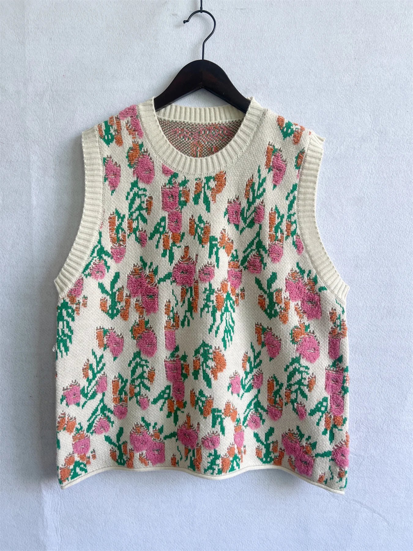 Jacquard-Knitted Oversized Sweater Vest