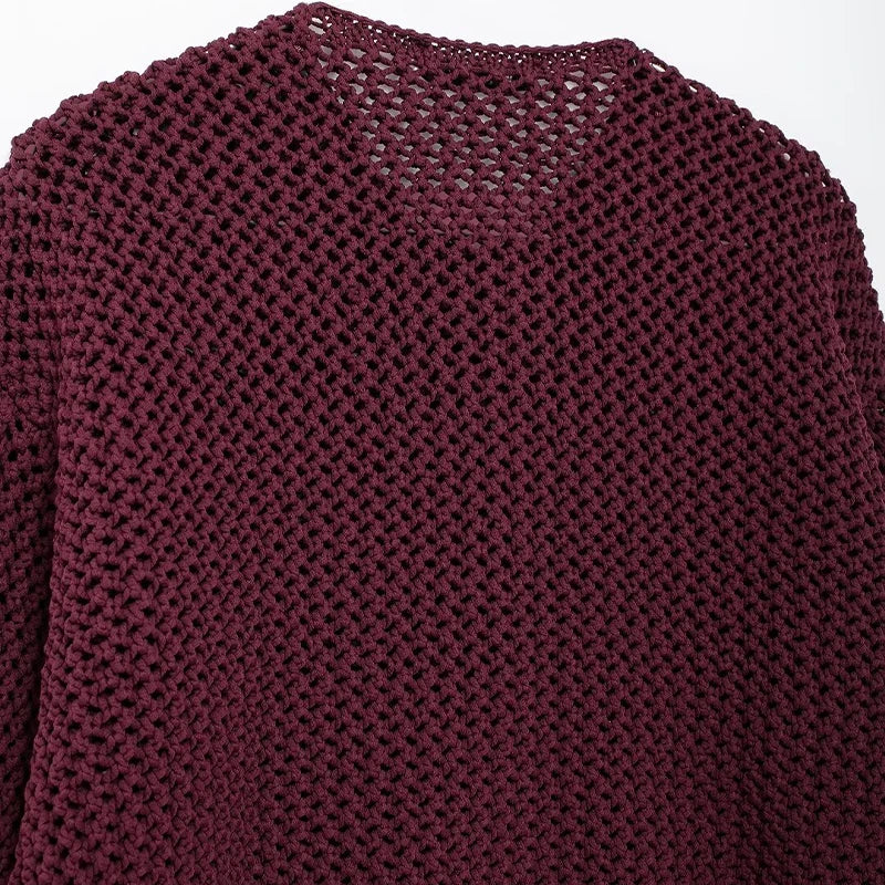 Burgundy Chunky Knit Cardigan