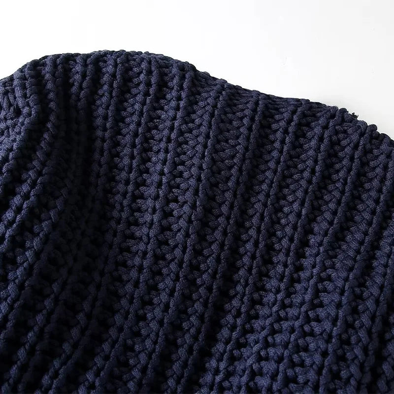 Navy Chunky Knit Cardigan