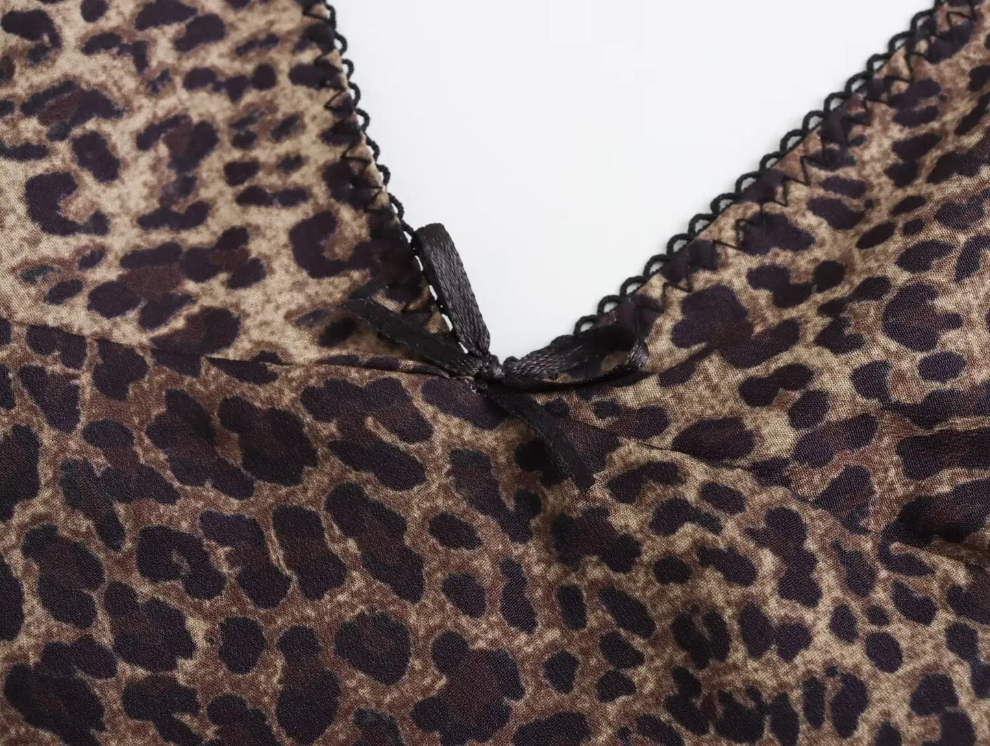 Satin V Neck Leopard Print Dress