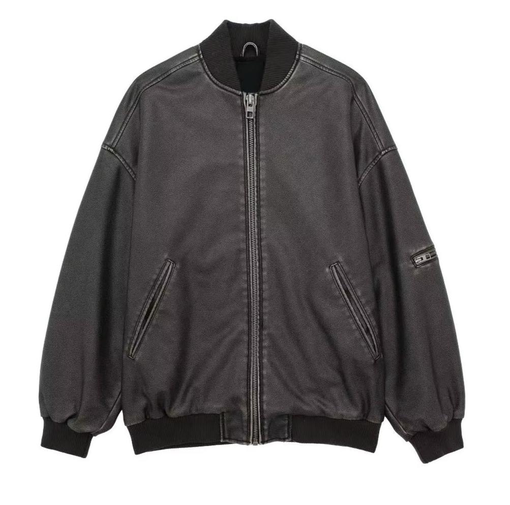 Faux Leather Bomber Jacket