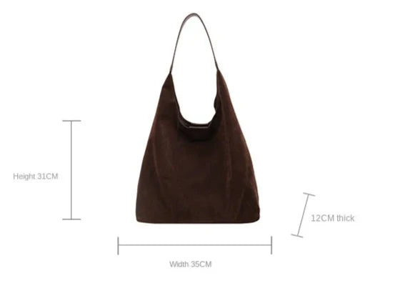 Faux Suede Tote Shoulder Bag