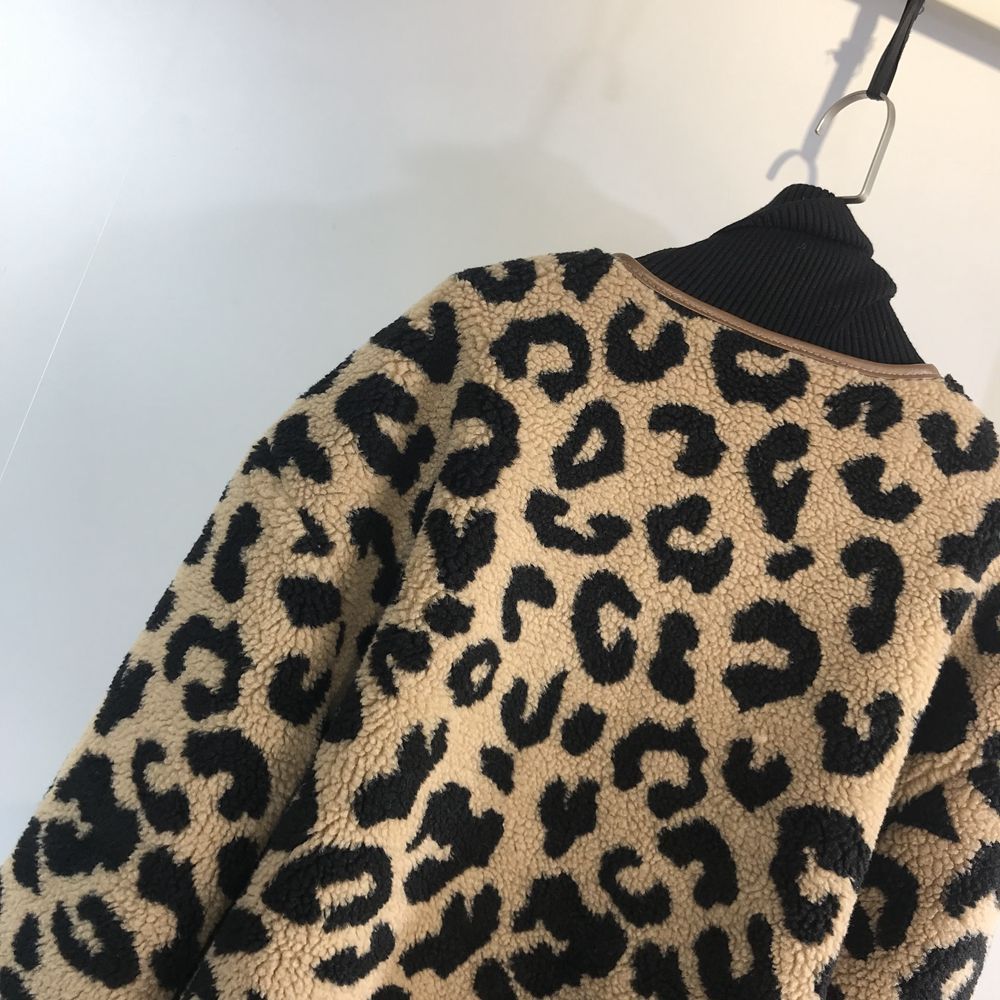 Leopard Print Fleece Oversized Jacket Coat