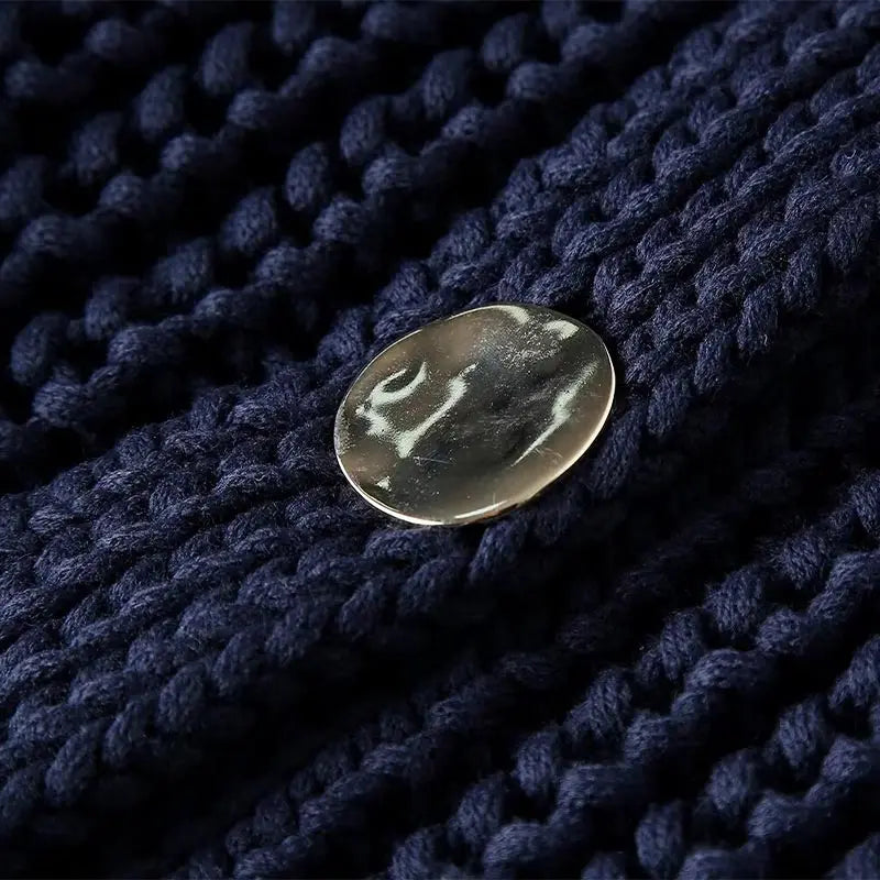 Navy Chunky Knit Cardigan