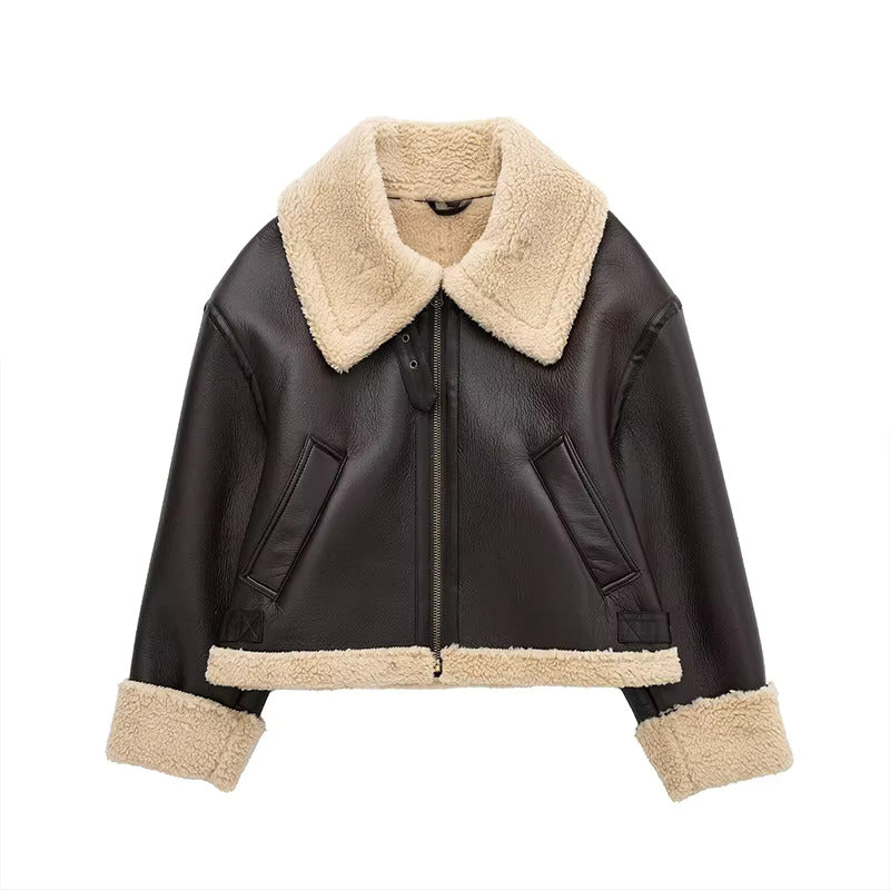 Faux Shearling Cropped Coat