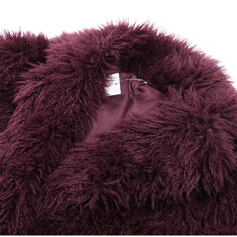 Burgundy Faux Fur Short Coat