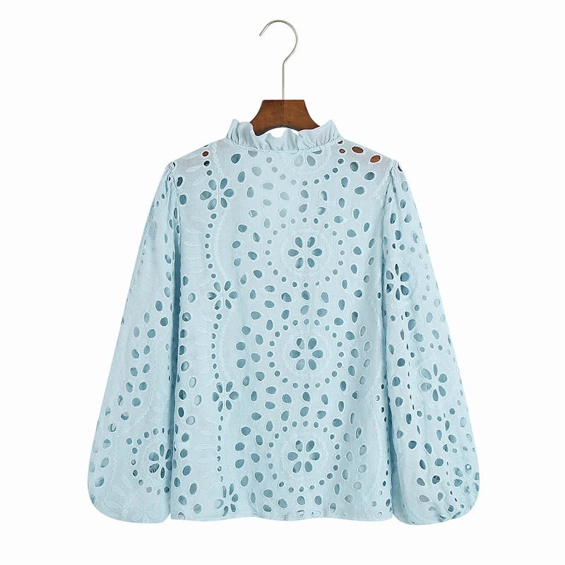 Broderie Anglaise Balloon Sleeves Blouse