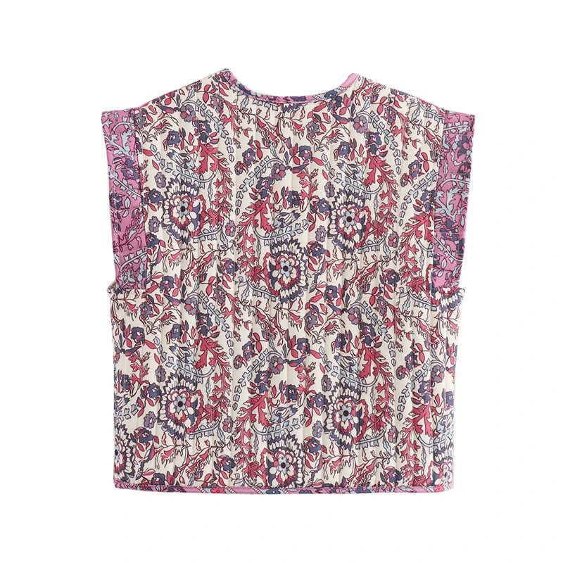 Pink Floral and Paisley Boxy 80's Fit Gilet Waistcoat