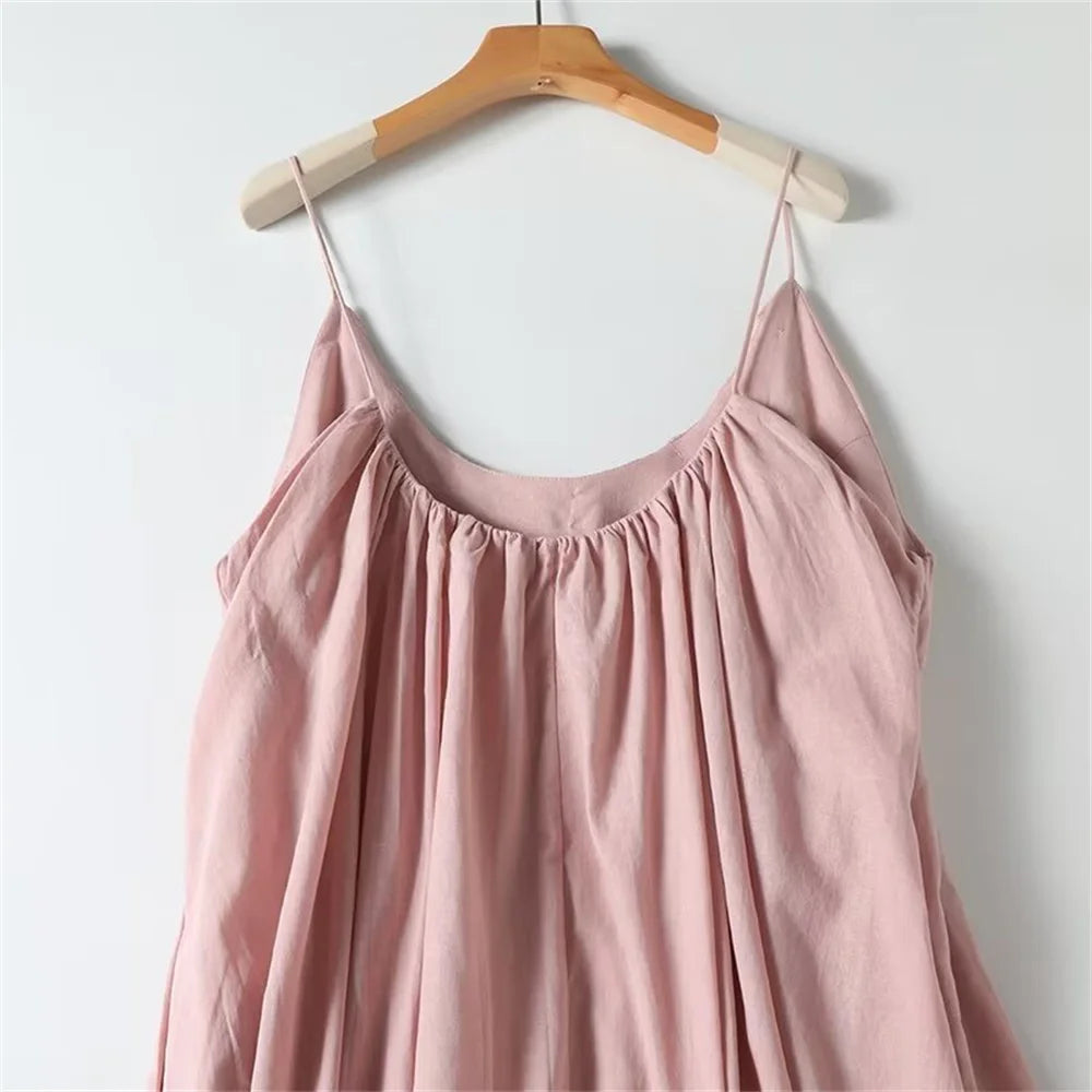 Pink Low Back Summer Beach Maxi Dress