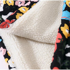 Floral Quilted Kimono Faux Shearling Jacket