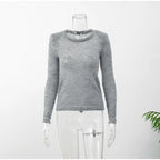 See Through Shoulder Padded Sweater