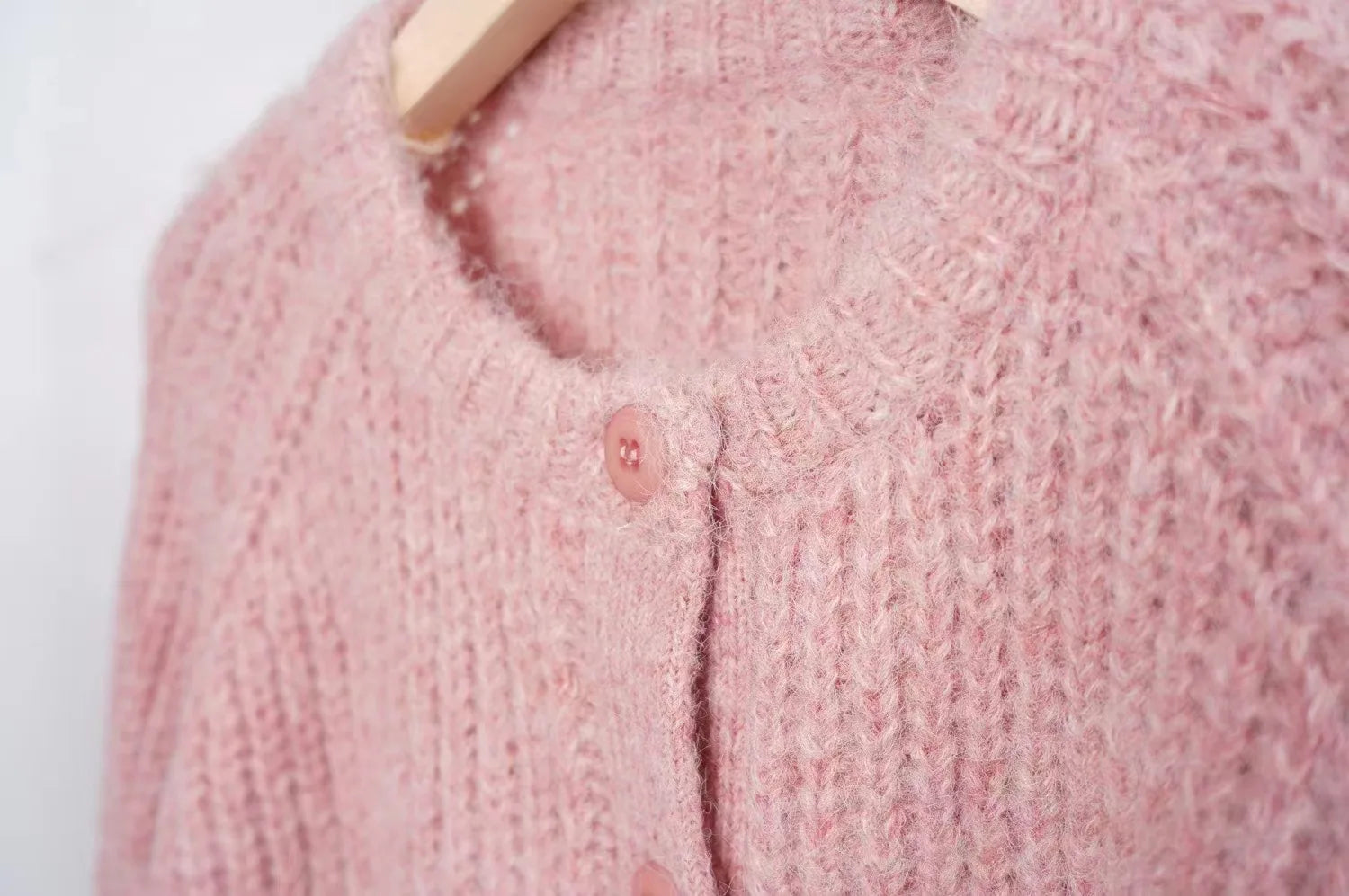 Alpaca Blend Round Neck Cardigan