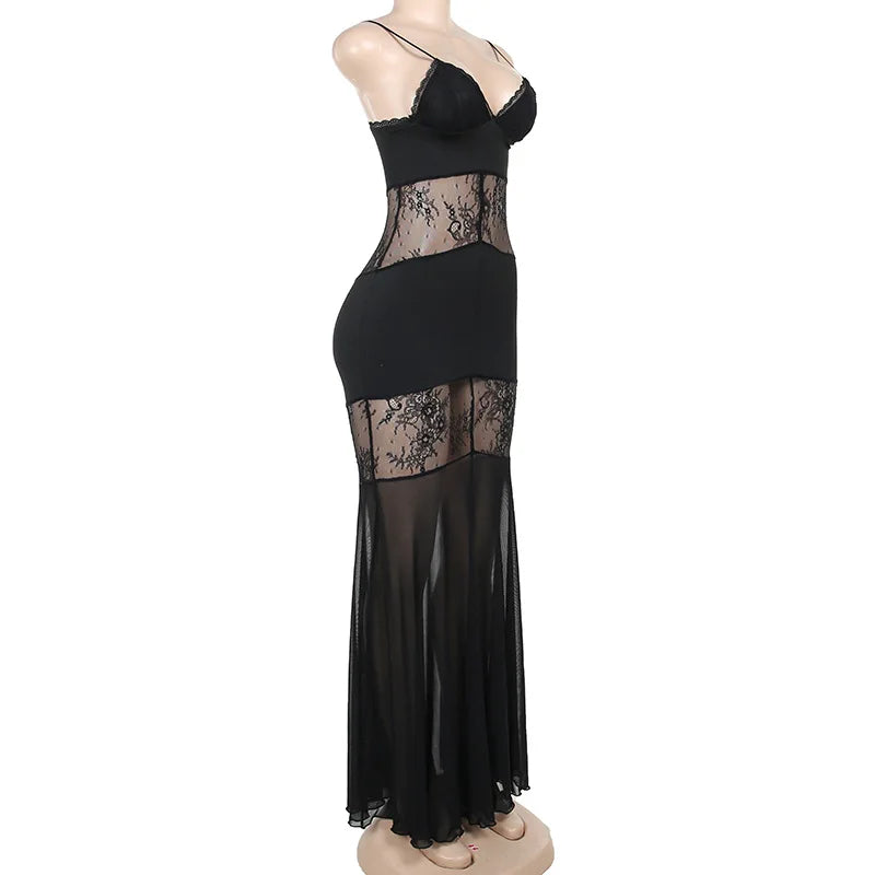 Lace Panelled Slip Long Dress