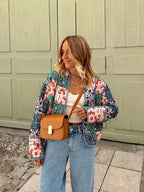 Quilted Warm Florals Patchwork Print Boho Jacket