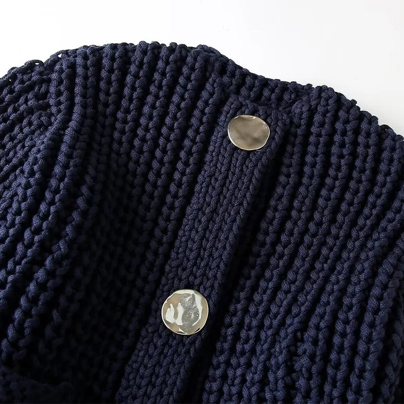 Navy Chunky Knit Cardigan