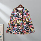 Floral Quilted Kimono Faux Shearling Jacket