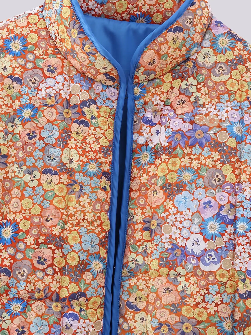 Quilted Orange Patchwork Print Boho Jacket