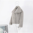 Faux Fur Long Hair Single-Breasted Short Jacket