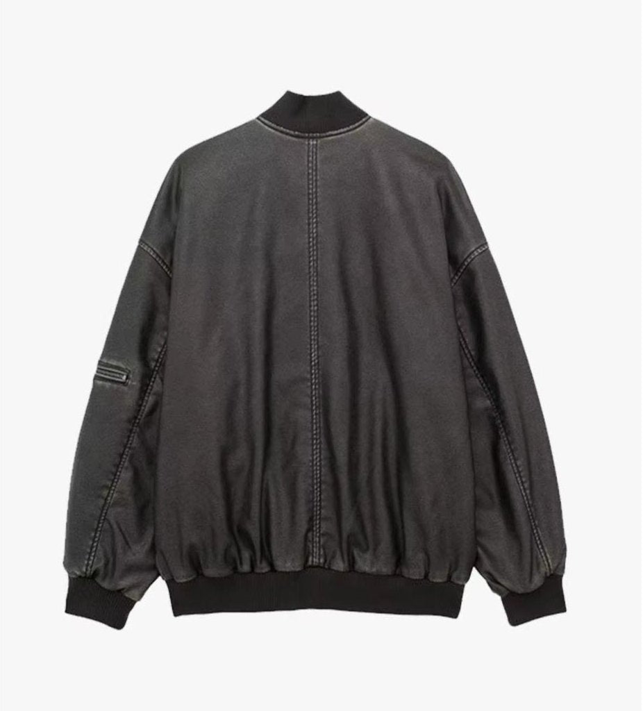 Faux Leather Bomber Jacket