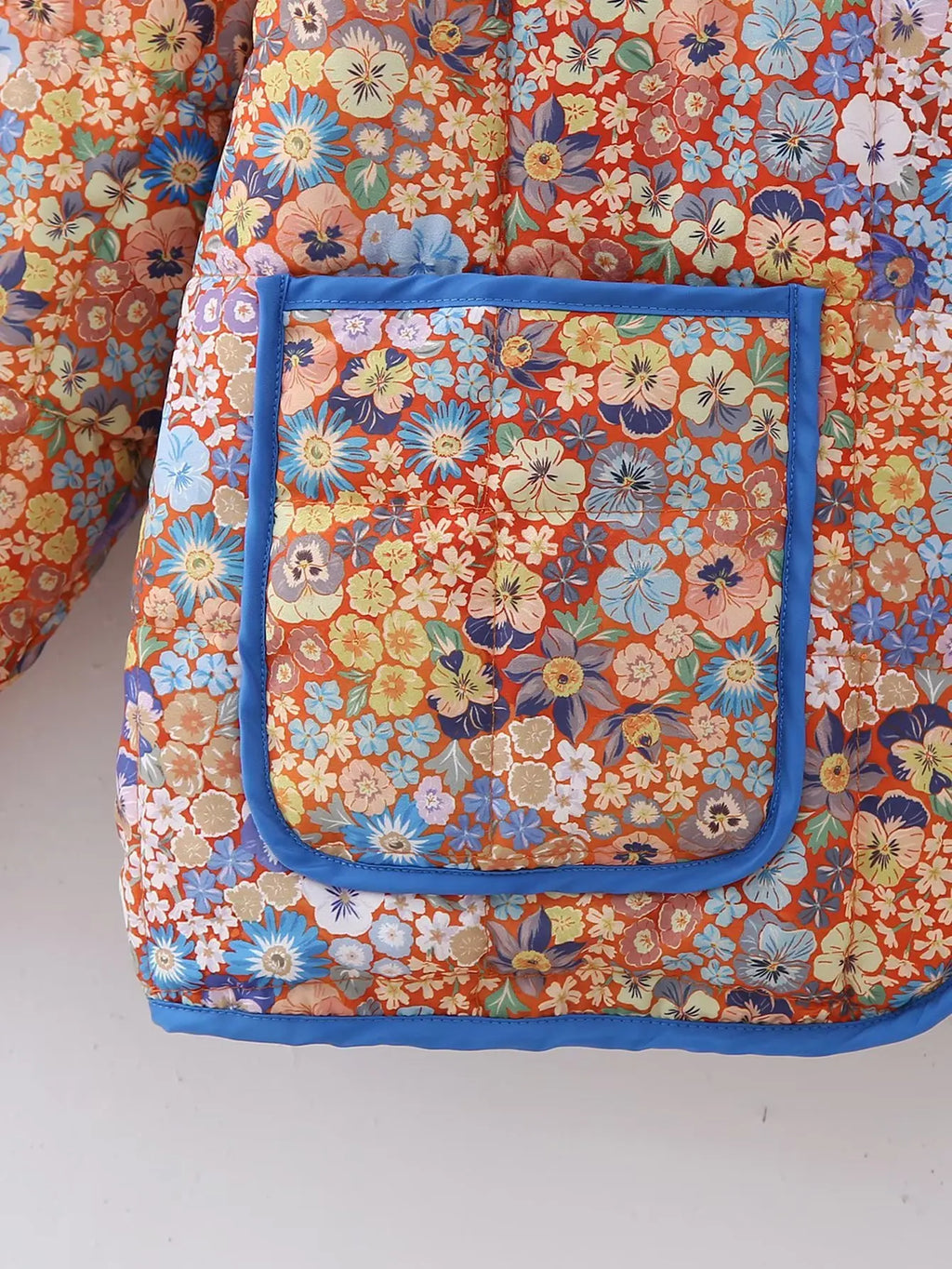 Quilted Orange Patchwork Print Boho Jacket