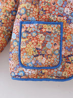 Quilted Orange Patchwork Print Boho Jacket