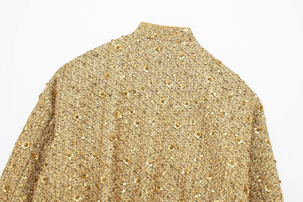 Gold Sequins Bomber Jacket