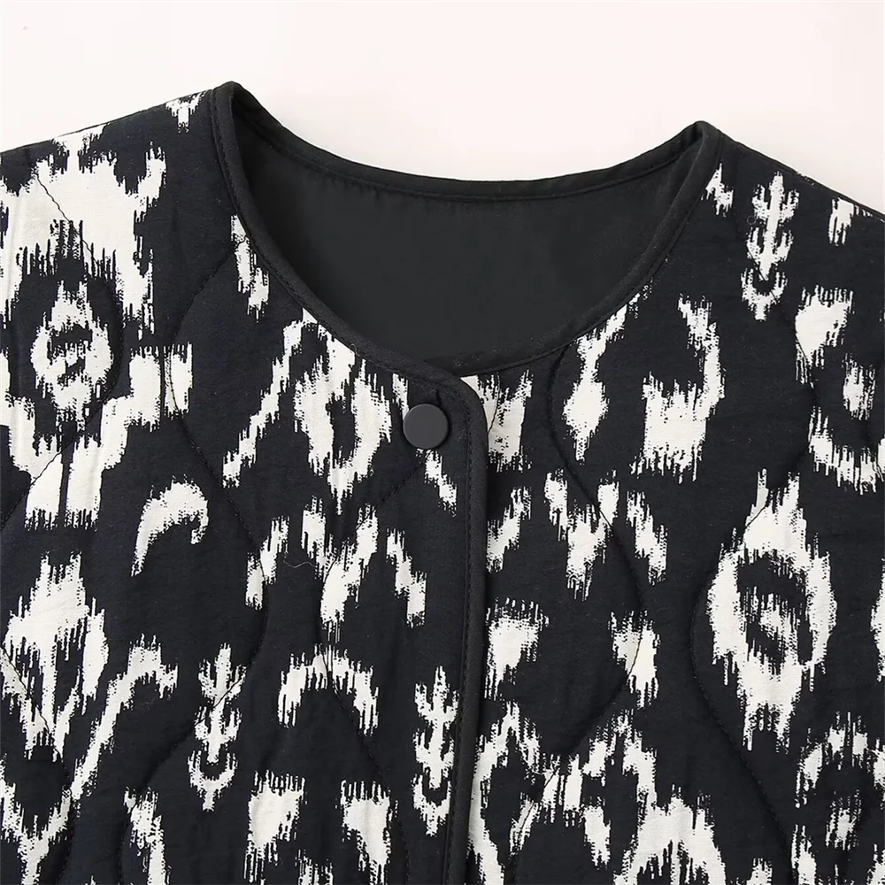Black Print Quilted Boho Jacket