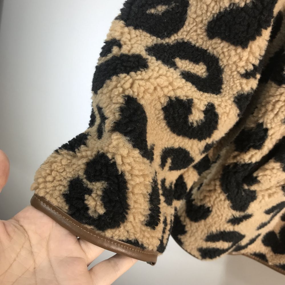 Leopard Print Fleece Oversized Jacket Coat