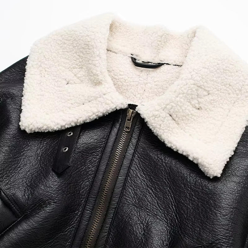 Faux Shearling Cropped Coat