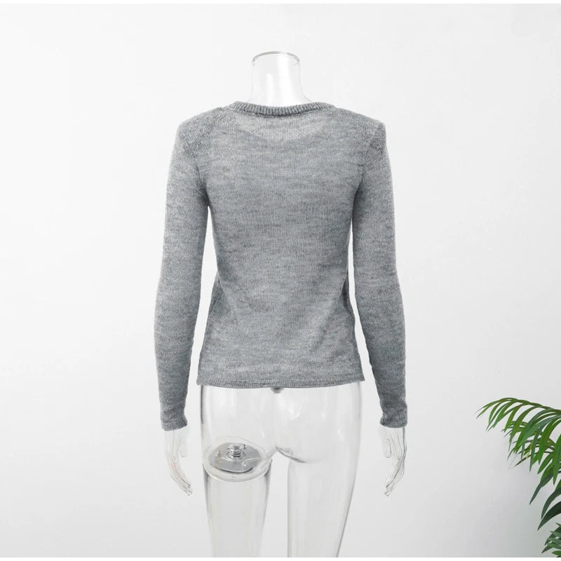 See Through Shoulder Padded Sweater