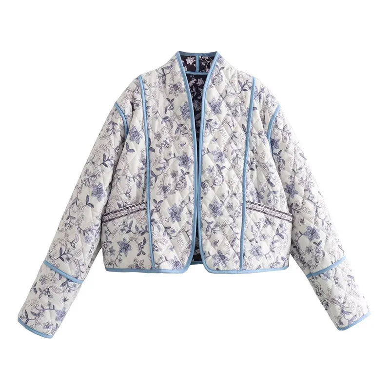Blue Boho Reversible Paisley Cropped Jacket