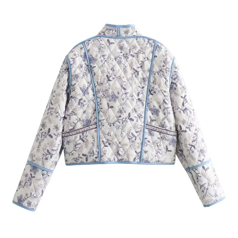 Blue Boho Reversible Paisley Cropped Jacket