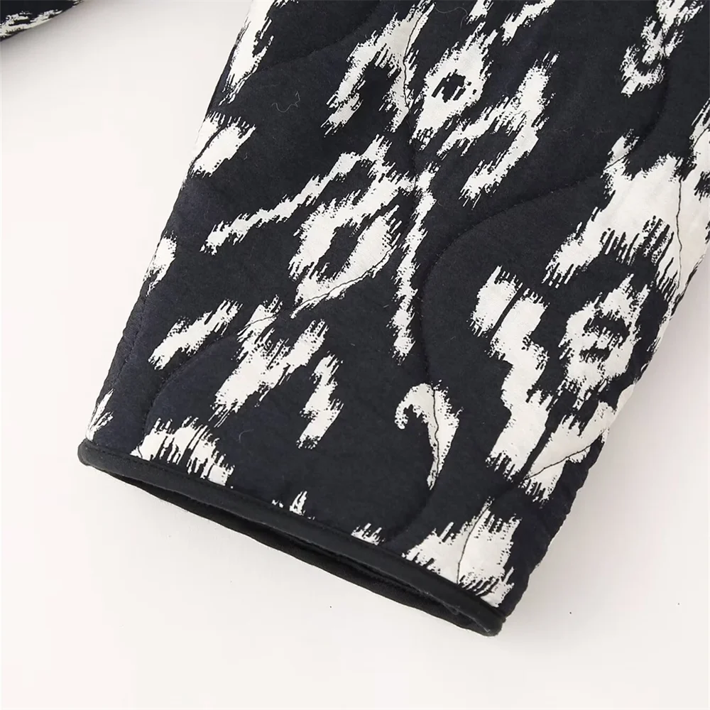 Black Print Quilted Boho Jacket