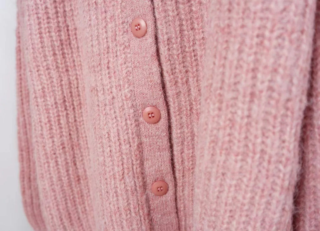 Alpaca Blend Round Neck Cardigan