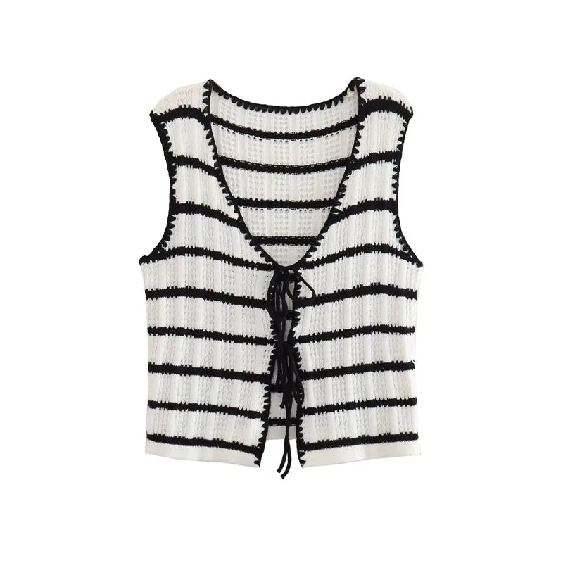 Stripes Knit Waistcoat Top