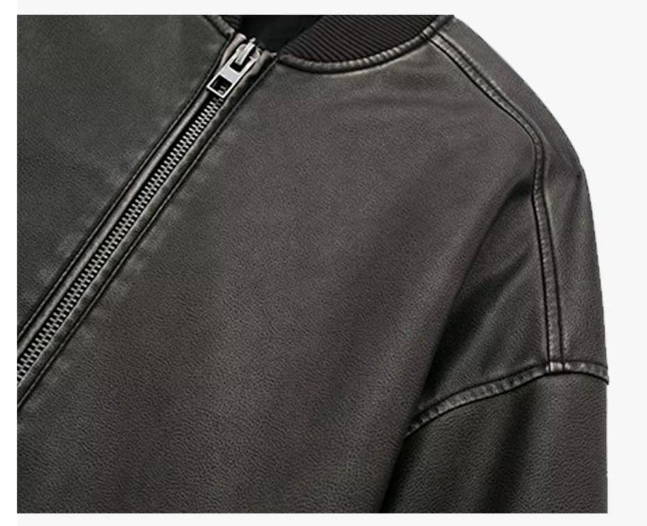 Faux Leather Bomber Jacket