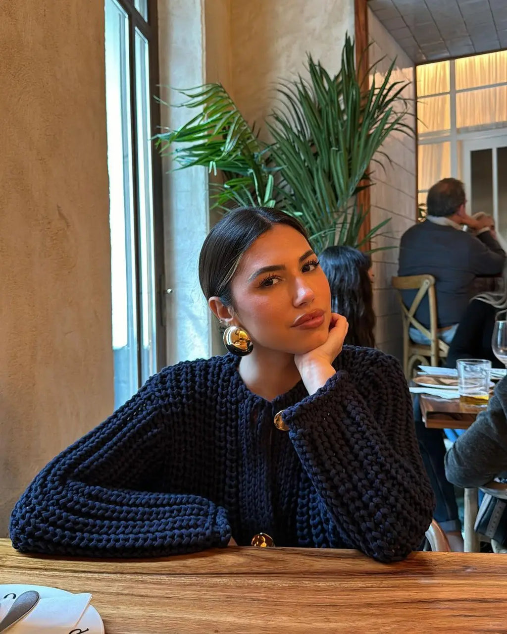 Navy Chunky Knit Cardigan