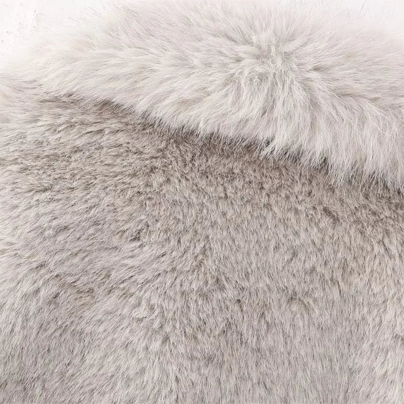 Faux Fur Long Hair Single-Breasted Short Jacket