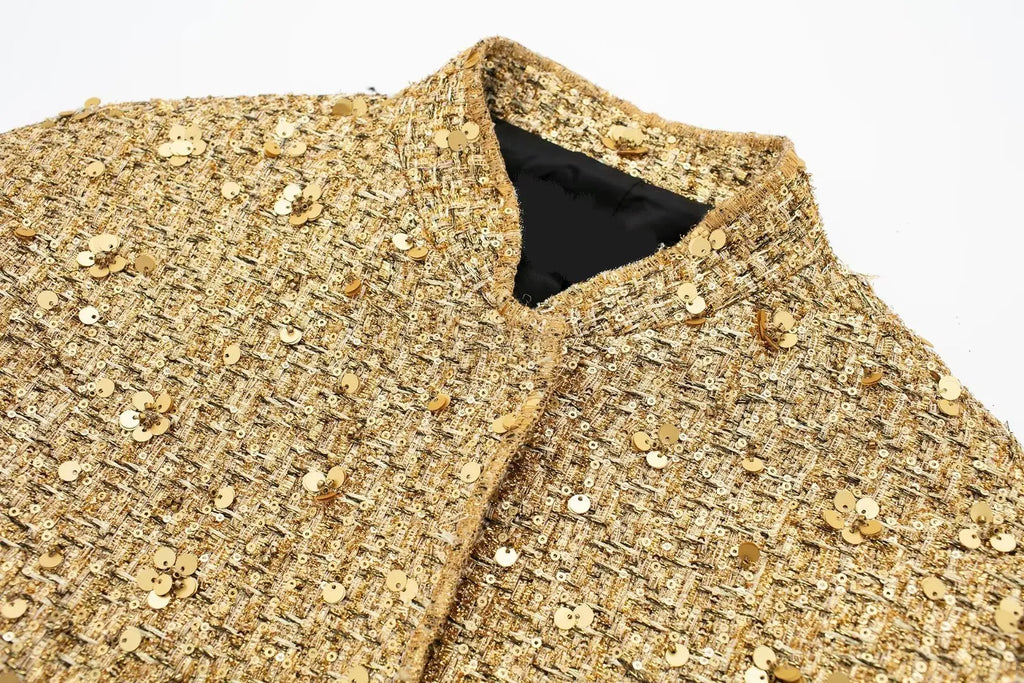 Gold Sequins Bomber Jacket