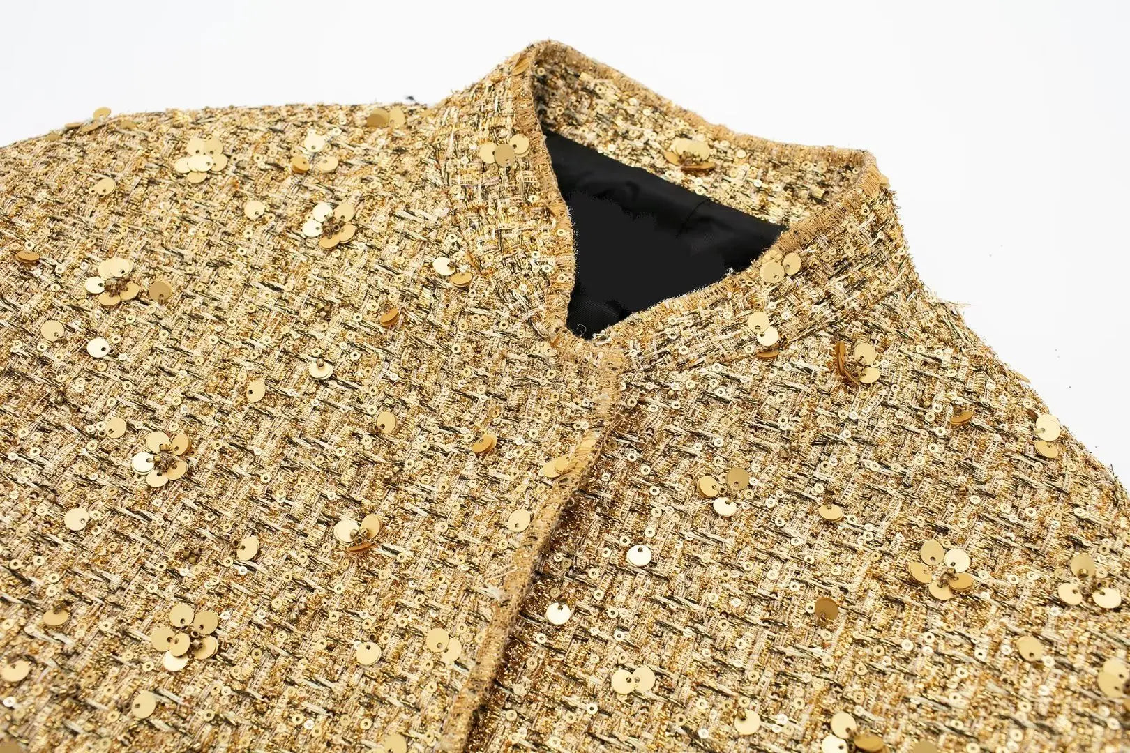 Gold Sequins Bomber Jacket