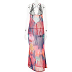 Floral Lace Tie Dye Long Slip Dress