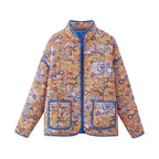Quilted Orange Patchwork Print Boho Jacket