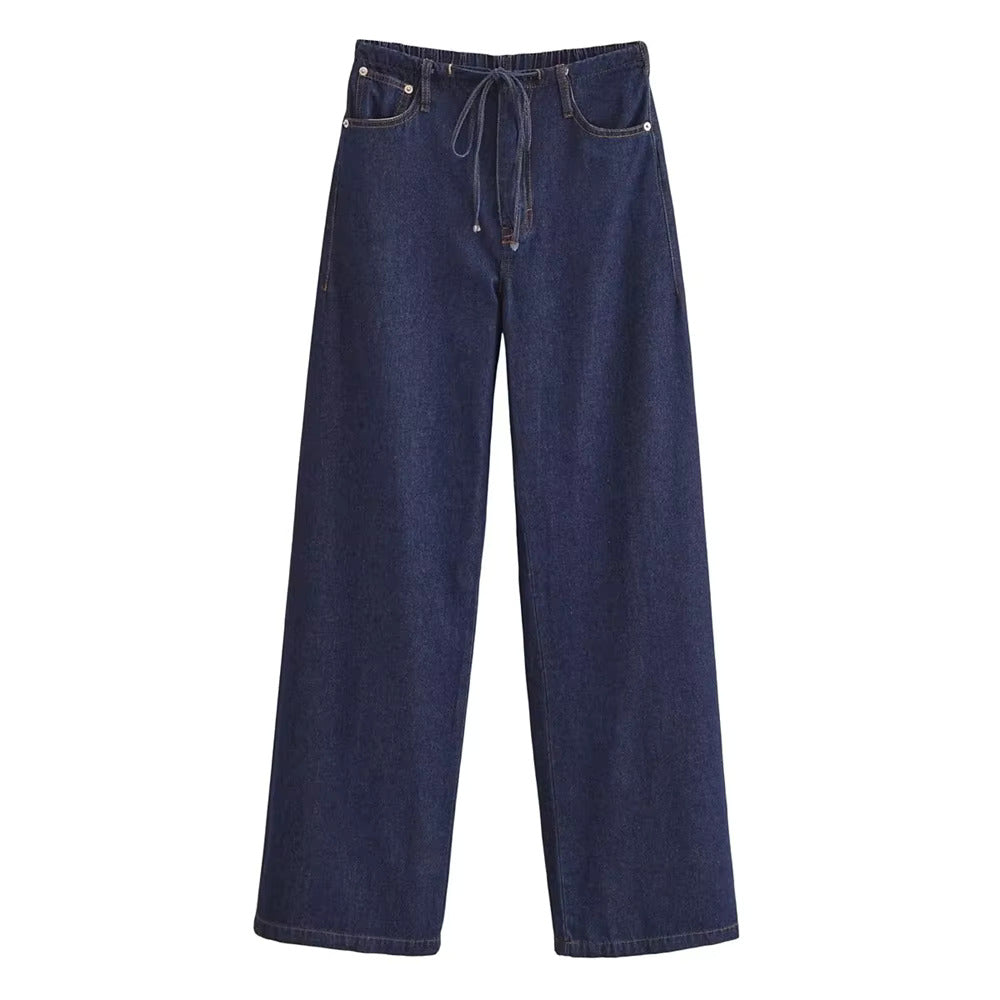 Wide Leg Drawstring Jeans