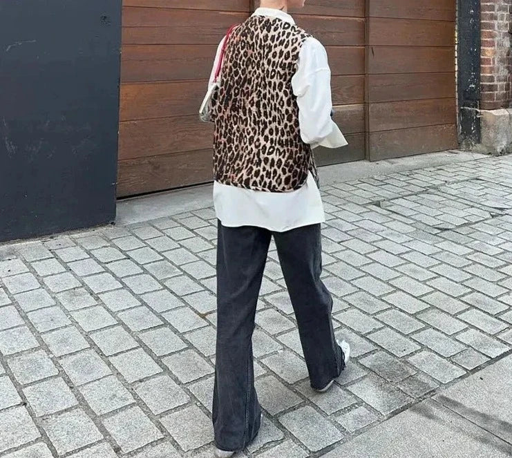 Leopard Print Gilet with Ties