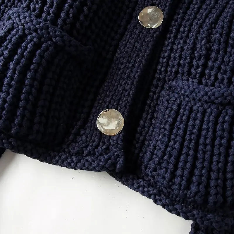 Navy Chunky Knit Cardigan