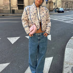 Blue Boho Reversible Paisley Cropped Jacket