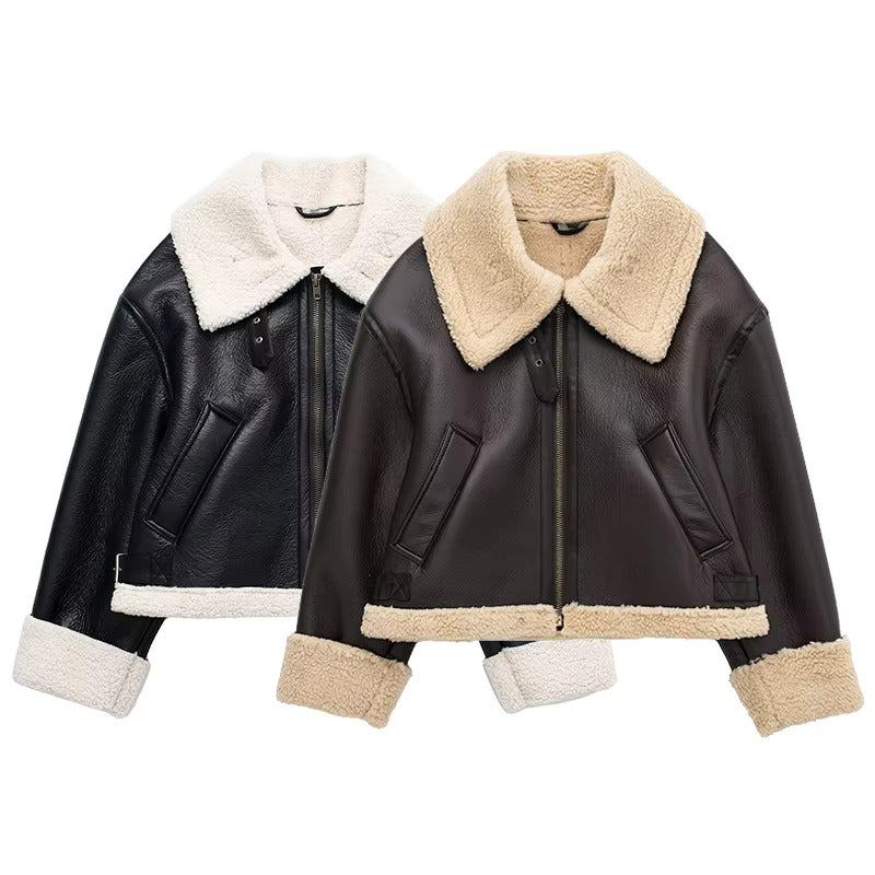 Faux Shearling Cropped Coat