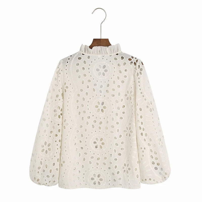 Broderie Anglaise Balloon Sleeves Blouse