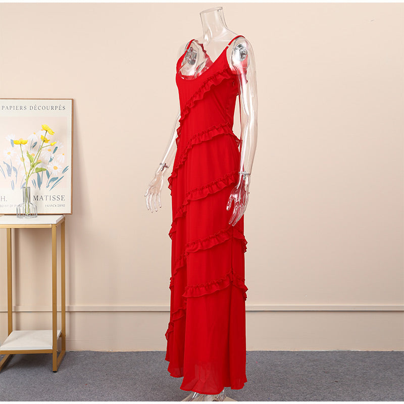 Ruffles Chiffon Long Dress
