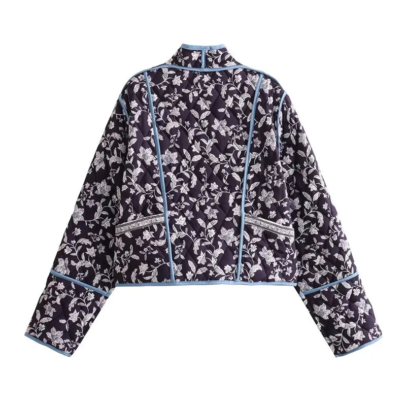 Blue Boho Reversible Paisley Cropped Jacket